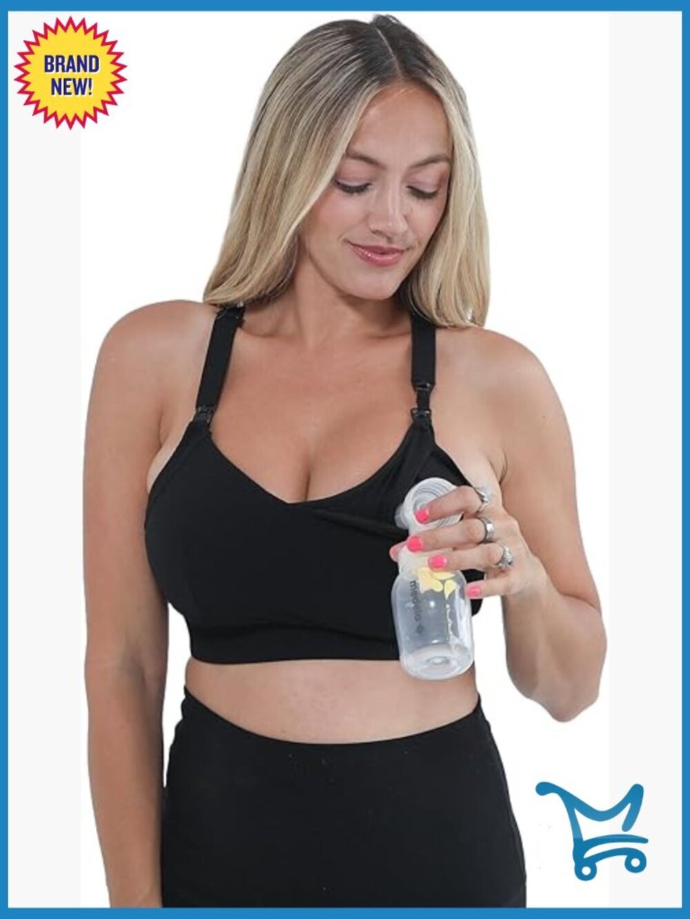 Nursing Sports Bra with Sewn-In Cups, Adjustable Straps, High-Impact Support